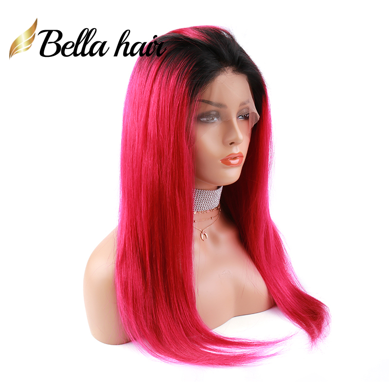 VENTE 100 Human Virgin Hair Full Lace Wig Soyeux Droit Ash Blone 1B / 613 1B / Gris 1B / 99J 1B / Rouge 1B / Vert 1B / Violet Qualité Perruques en dentelle colorée