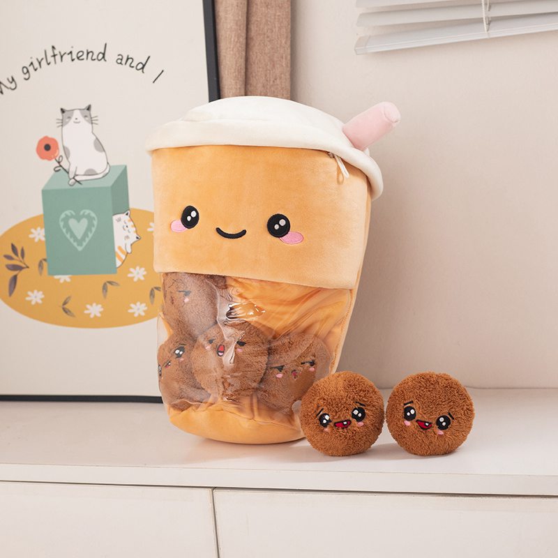 Kawaii Animal Balls Pudding Candy Pearl Milk Tea/Goji Berry Smoothie/Cat Paw Bag Pillow Plush Stuffed Mini Doll of Nap Plushie
