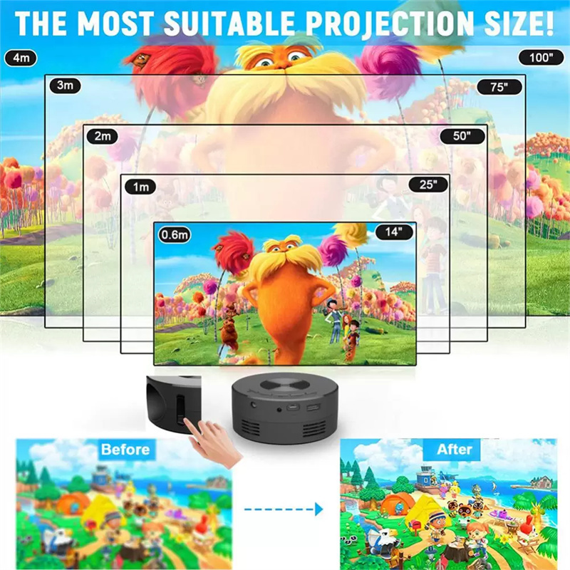 YT200 Home Projector Micro Portable Mini Portable Small Children's Mobile Telefon Projection DHL FedEx