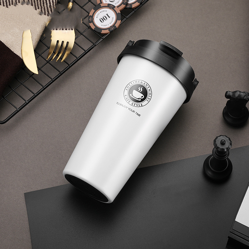 Fast ship 500ml Coffee Mug Travel Mugs With handle lid Water Cup Double Wall Stainless Steel tumblers Beer Glass Ice Tea Vacuum Insulated Water Bottle