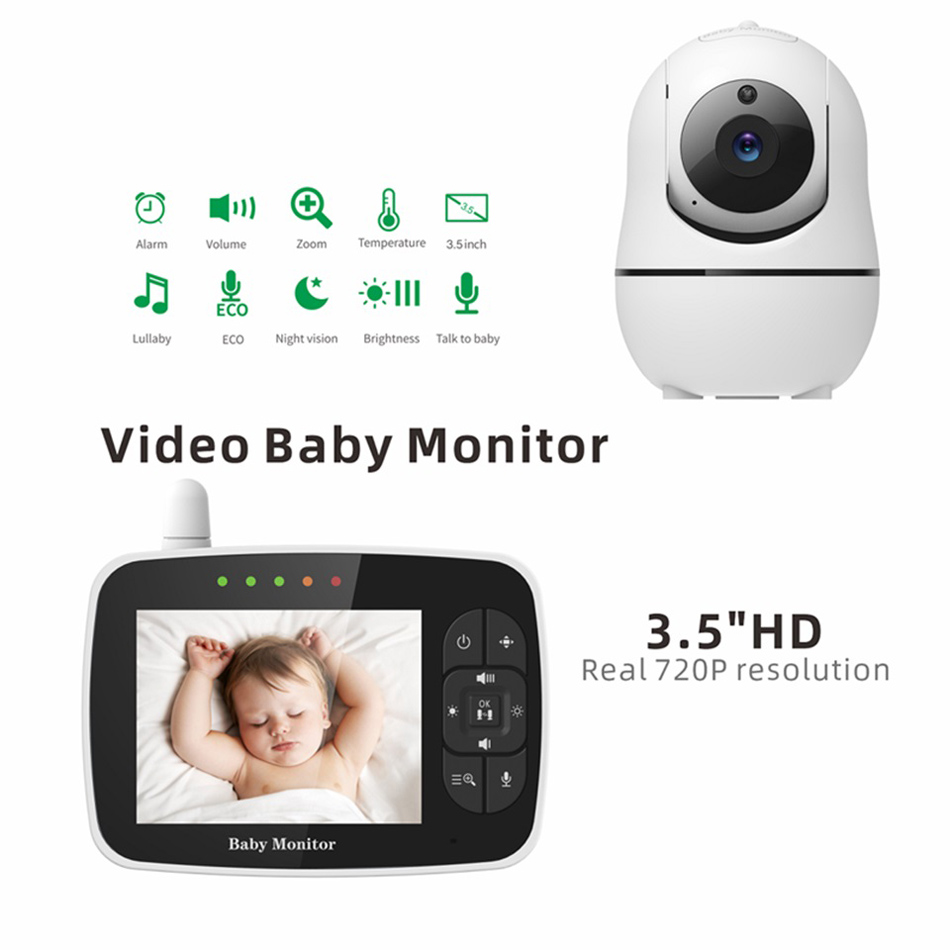 3,5 дюйма 1080p Baby Monitor двухстороннее аудио видео няня камера домашней безопасности камеры детского телефона ночное видение мониторинг температуры