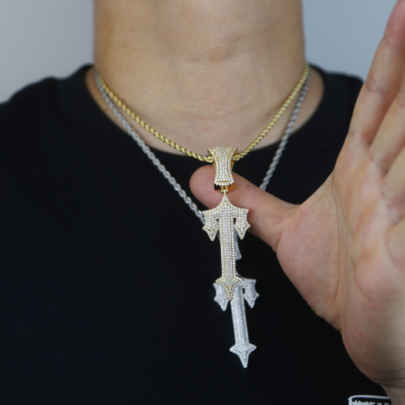 Męski hip-hopowy designerski naszyjnik ze stali nierdzewnej, kubański łańcuszek inkrustowany biżuterią z cyrkonii