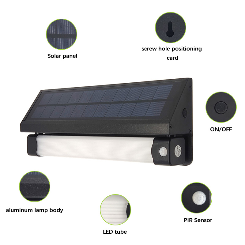 Dual White Solar Wall Lights with PIR Motion Sensor 1000lumens Waterproof Outdoor Solar LED Garden Light 3000K 6000K