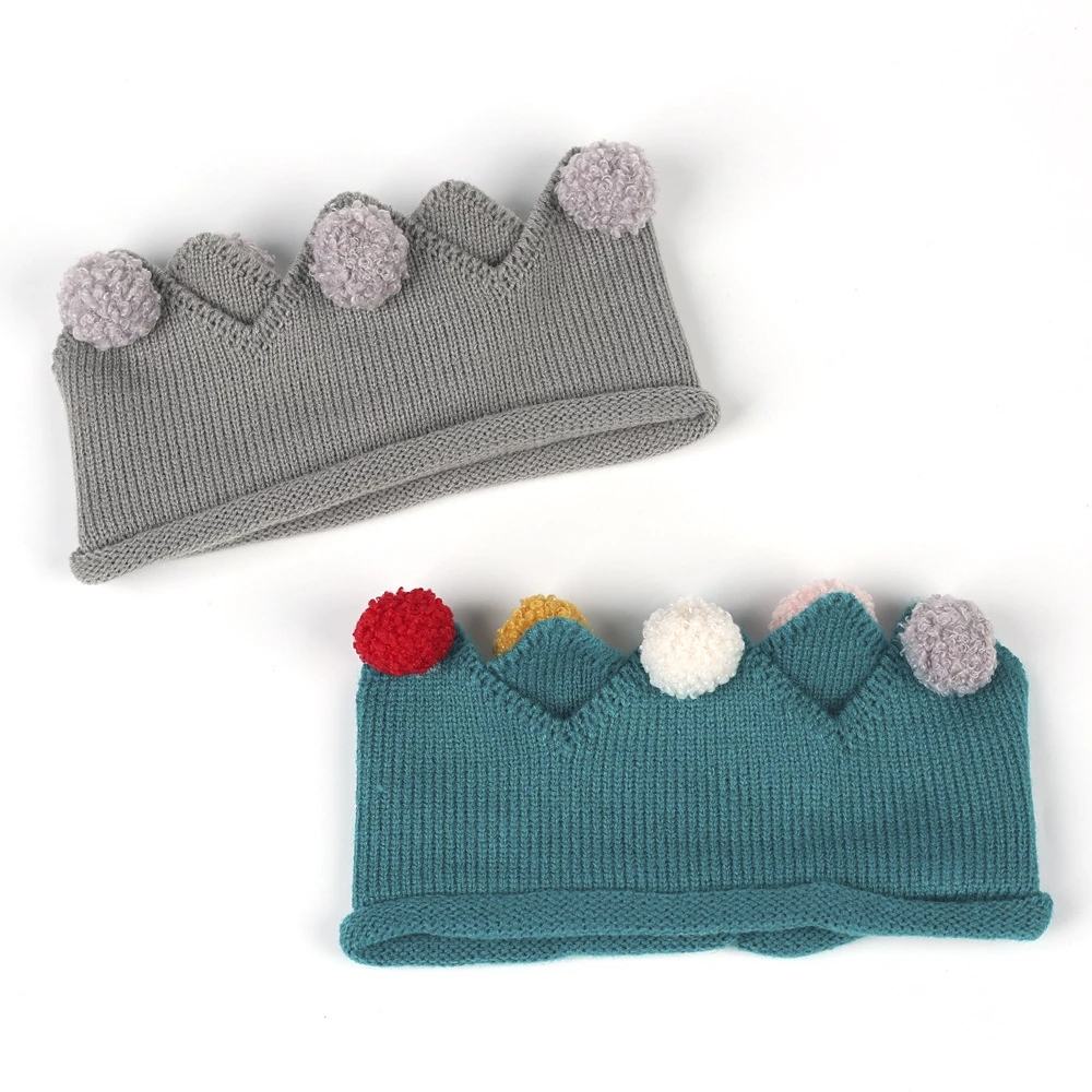 2022 Baby Hut Mädchen Crown Ball Gestrickte Kappe Kleinkind Leere Top Hüte Neugeborenen Woolen Garn Motorhaube Kinder Feste Mützen Casquette