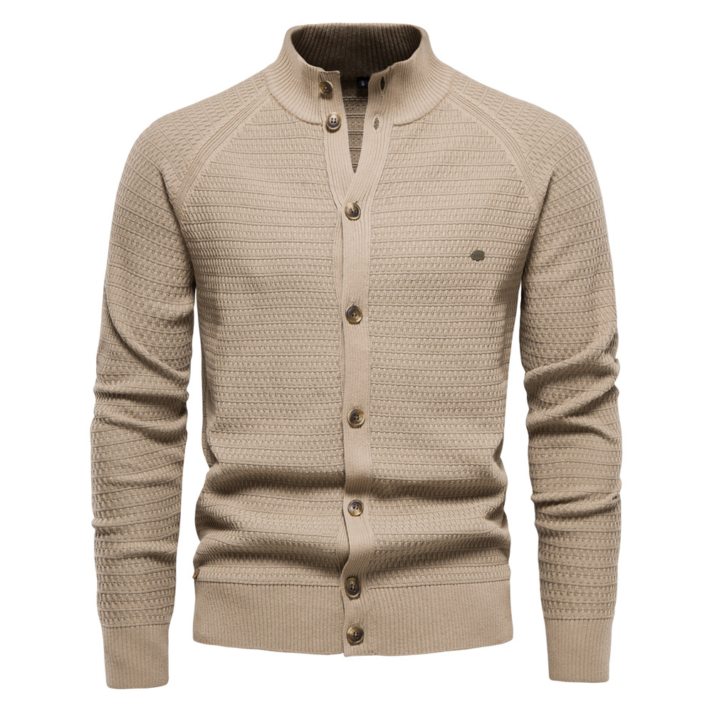 Men Business Cardigan Sweaters Long Sleeve Cashmere Cotton Crew Neck Cardigan Button Down Knitwear Autumn Winter