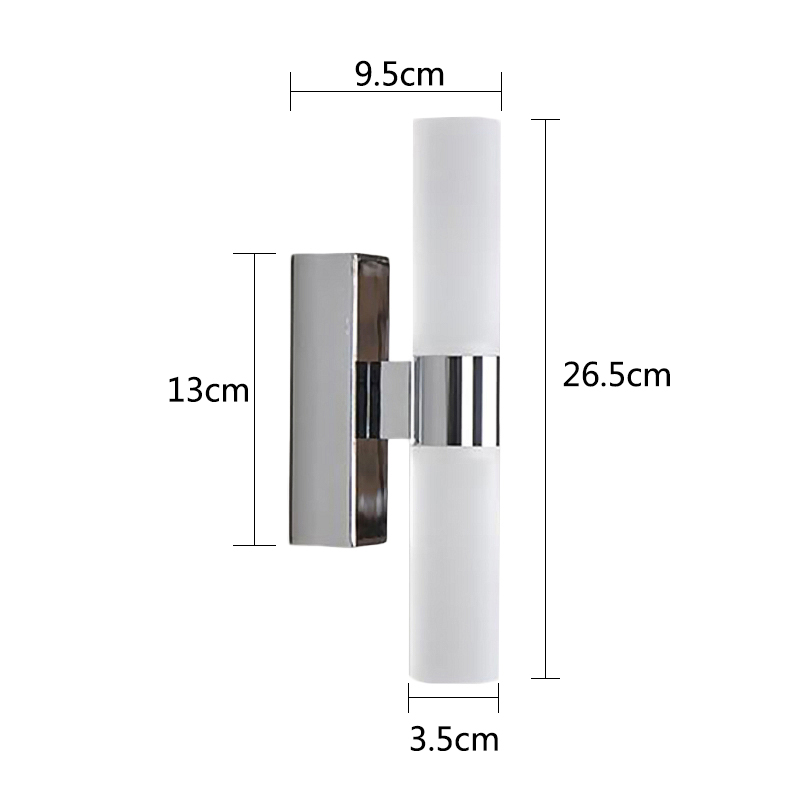 AC85-265V 6W Akryl Modern LED Wall Lamp Hotel/sovrum badrum rostfritt st￥l spegellampa