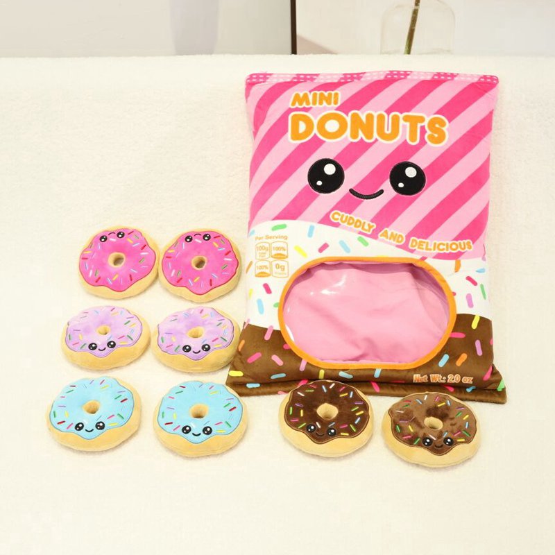 Плюшевая сумка пудинг игрушки Kawaii Bag Bag Mini Puffe Balls Fress Fries Cookies Cookies Куклы бисквит -закуски для пищевых подушек для детей