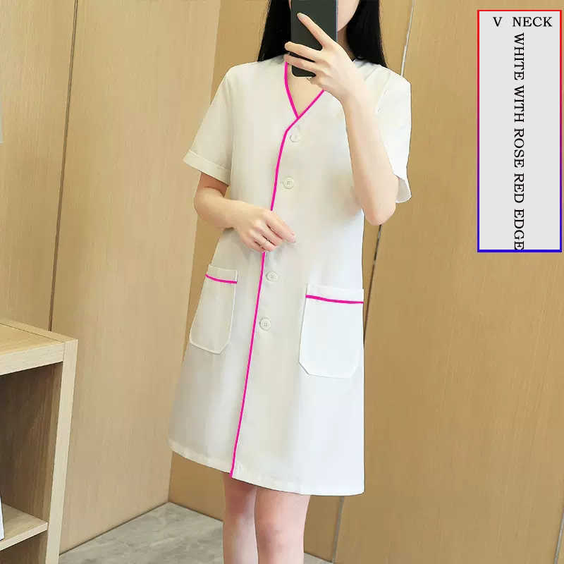 white black short beauty dress spa uniform scrub tops nurse doctor plus size surgery clothes salon Lab coat Beautician tops xxxl