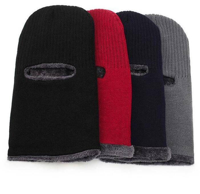 Buiten Sport Motorfiets Nek Warmer Cap Unisex Winddichte Fleece gevoerde skigeboonhoeden Winter fietsenkap Volledig gezicht Balaclava hoed wol gebreide acryl maskers met één gat