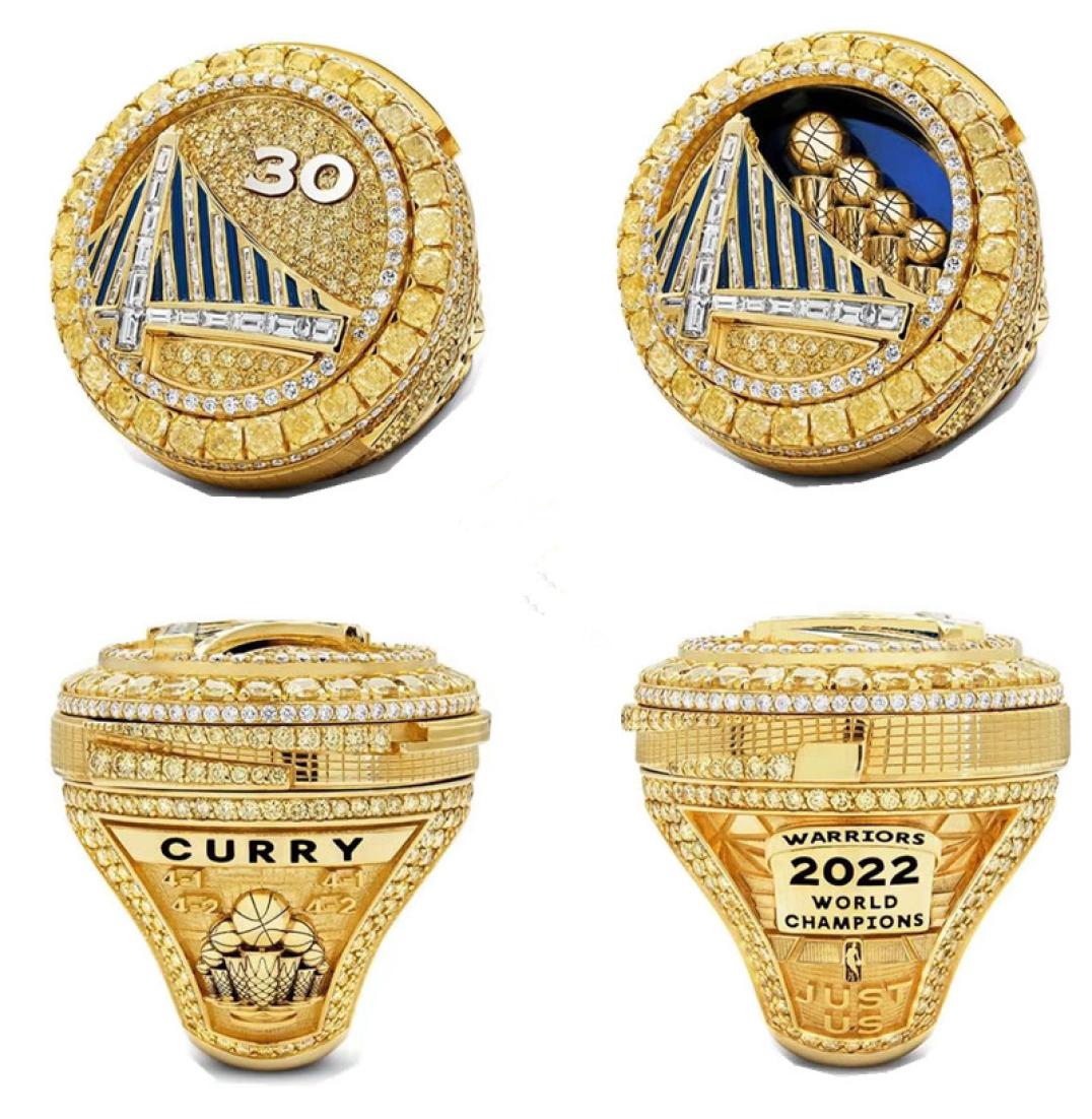 2022 Curry Basketball Warriors Team Championship Ring met houten display box souvenir mannen fan cadeau sieraden4754234