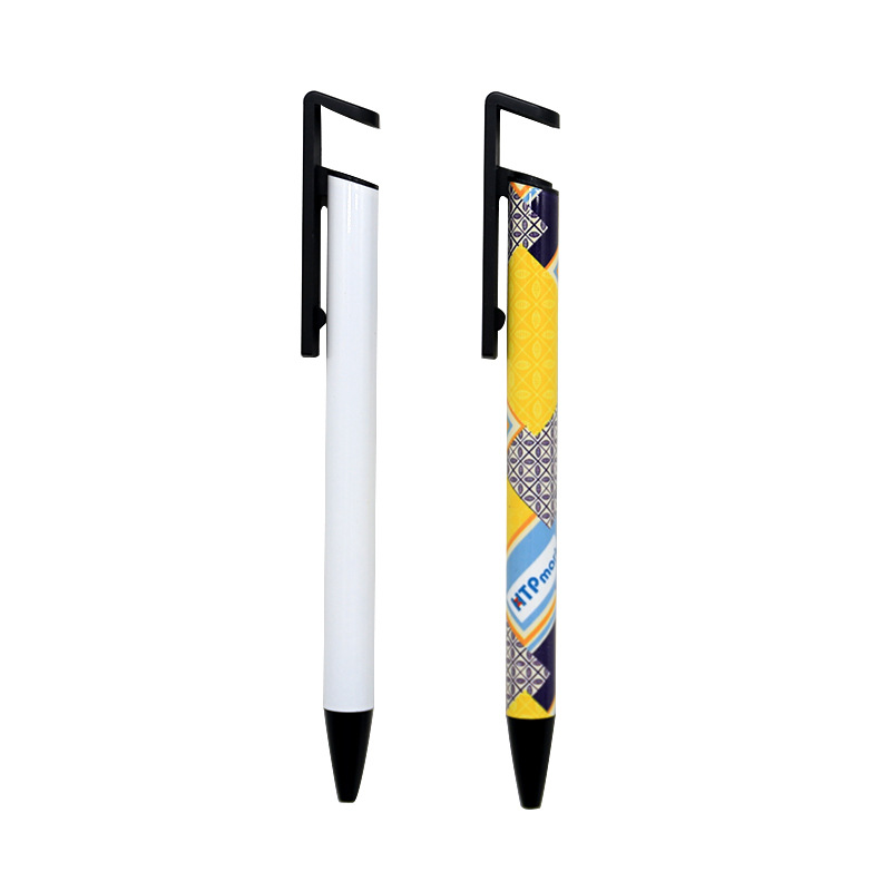 US Warehouse Sublimation Ballpoint Pen Blank White Pen with Shrink Wraps Heat Transfer Pens Phone Holders DIY Gifts for Students Worker B20