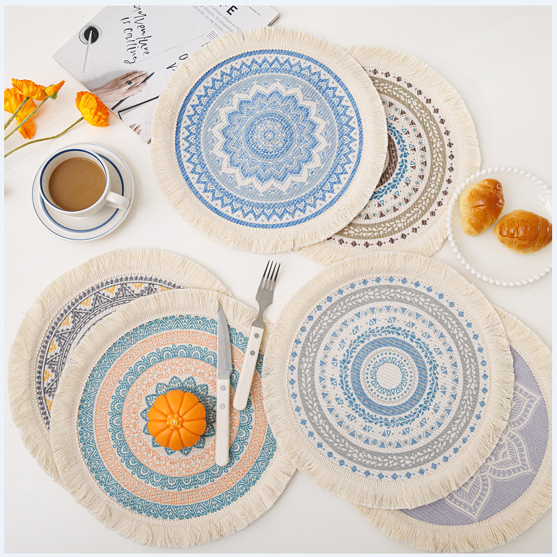 Cotton Braid Coaster Bohemian Style Mat Handmade Woven Meal Pad Nordic Non-slip Resistant Cup Cushion Bowl Placemat Table Decor CPA4507 ss1210