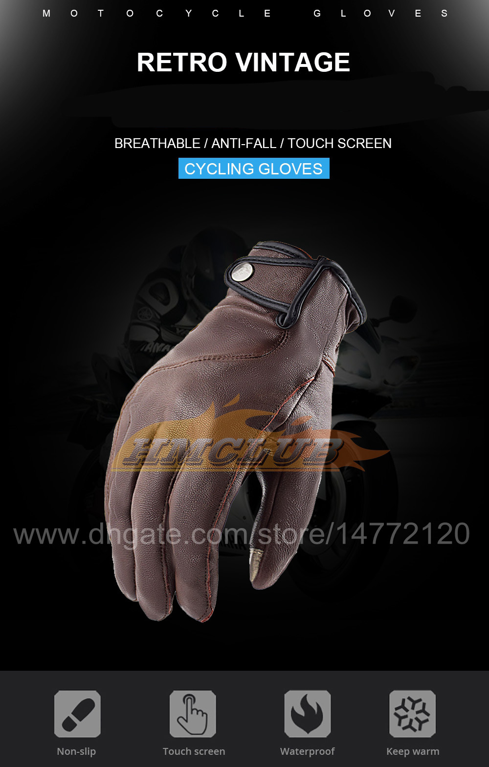 ST835 geitleer motorfietshandschoenen bruine vintage moto handschoenen zomer herfst retro heren motorische handschoen vol vinger