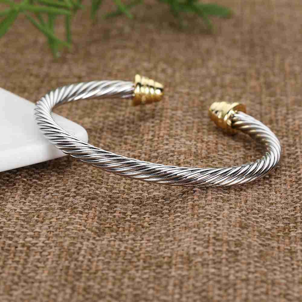 Bangle Silver Ed Cuff Fashion Men Bracelets Charm Bracelet Hook 5mm Wire Woman Designer Cable Mens Jewelry S216C