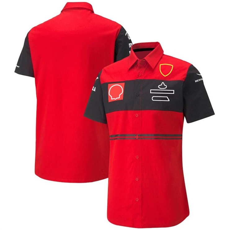 F1 POLO-Shirt Herren Langarm-Team-T-Shirt Lässiger Kurzarm-Rennanzug Automobil-Overall