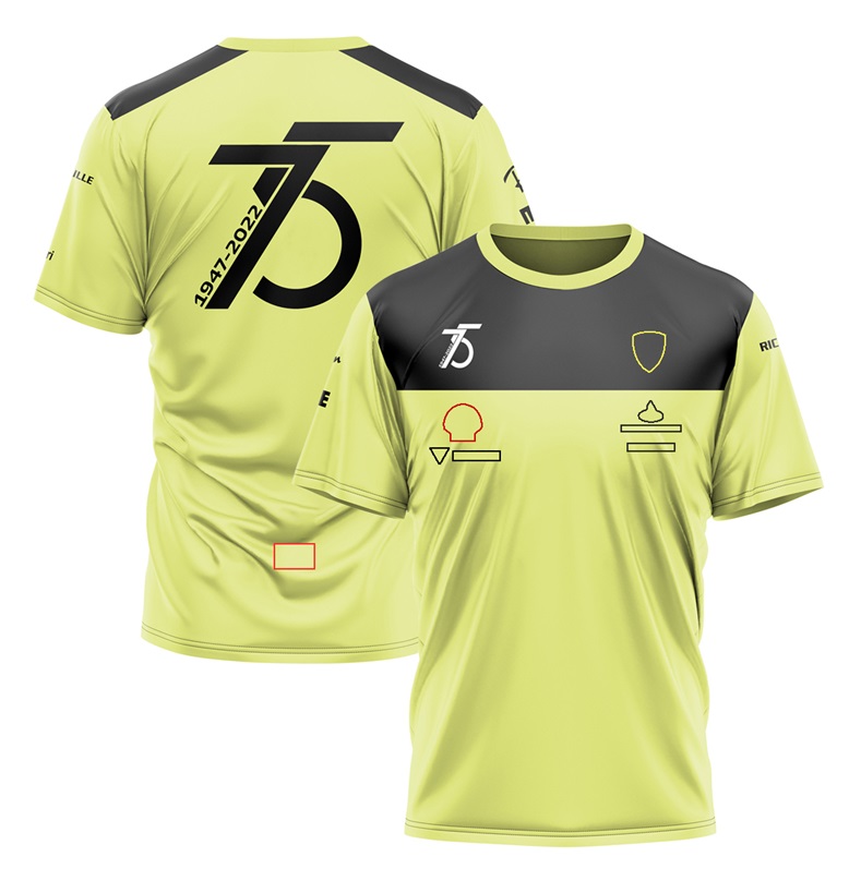 Terno de corrida F1 Nova equipe camiseta de manga curta masculina verão amarelo lapela camisa POLO