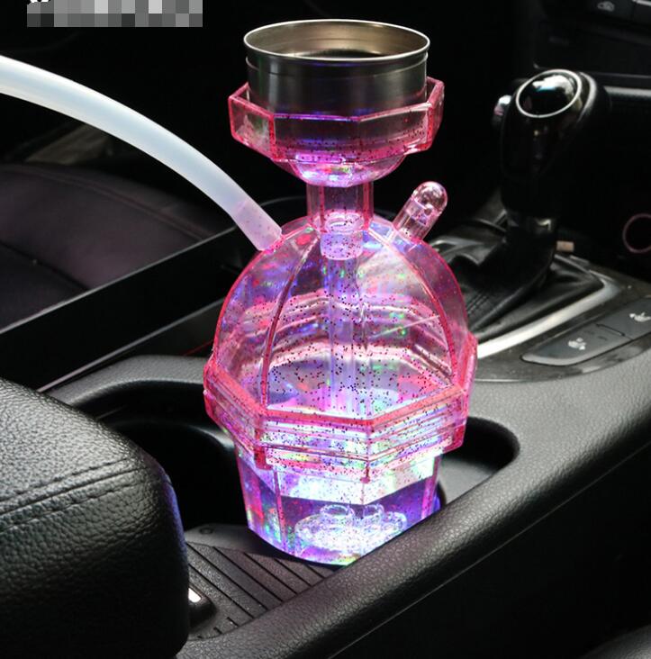 Dernières bouteilles carrées en acrylique tuyaux narguilé tasse LED Shisha tuyau lumière narguilés tasses ensembles eau Bongs plates-formes pétrolières outils de fumage accessoires