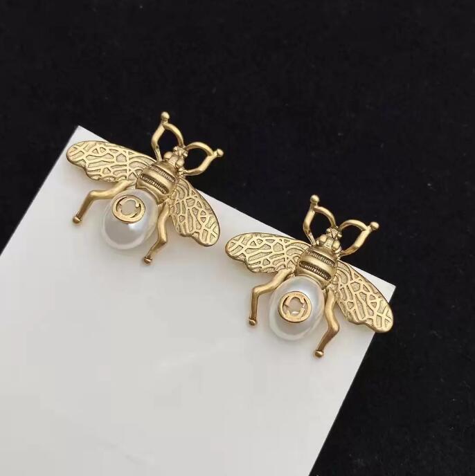 Retro Designer earrings stud 925 silver needles bee luxury brand earring brass material ladies weddings parties gifts exquisite jewelry