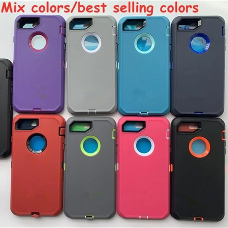 Casos de telefone Hybrid 3 em 1 para iPhone 14 Pro Max iPhone 12 mini 11 xr xs 7 8 Plus Samsung para forros de serviço pesado capa à prova d'água à prova d'água com coldre de clipe