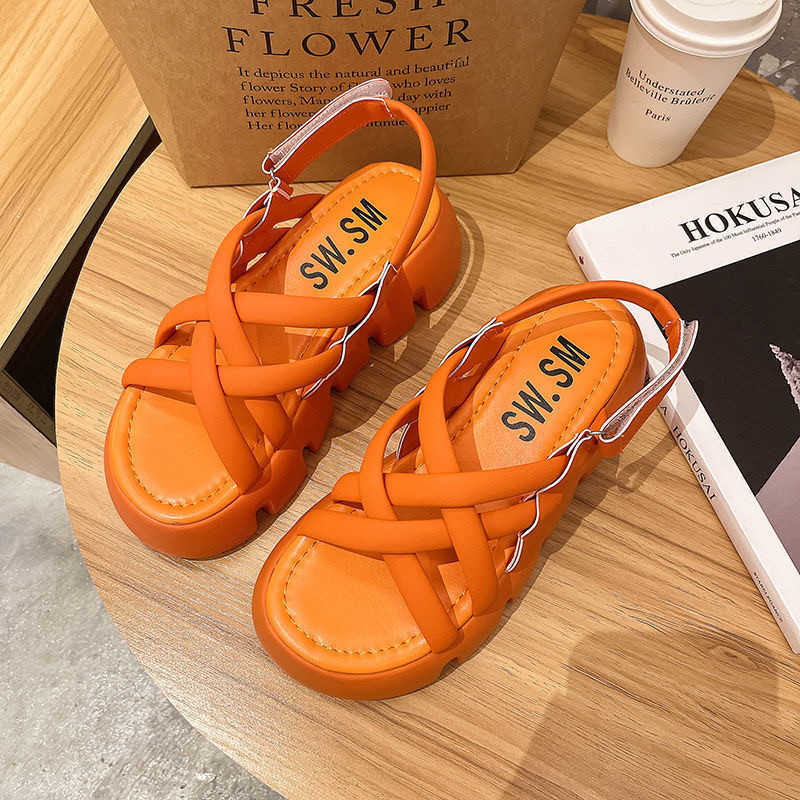 Sandaler Green Retro Summer Platform Sandaler Korean Peep Toe Hollow Comfor Roman Shoes 2022 Fashion Outdoor Non-Slip Casual Beach Shoes T221209