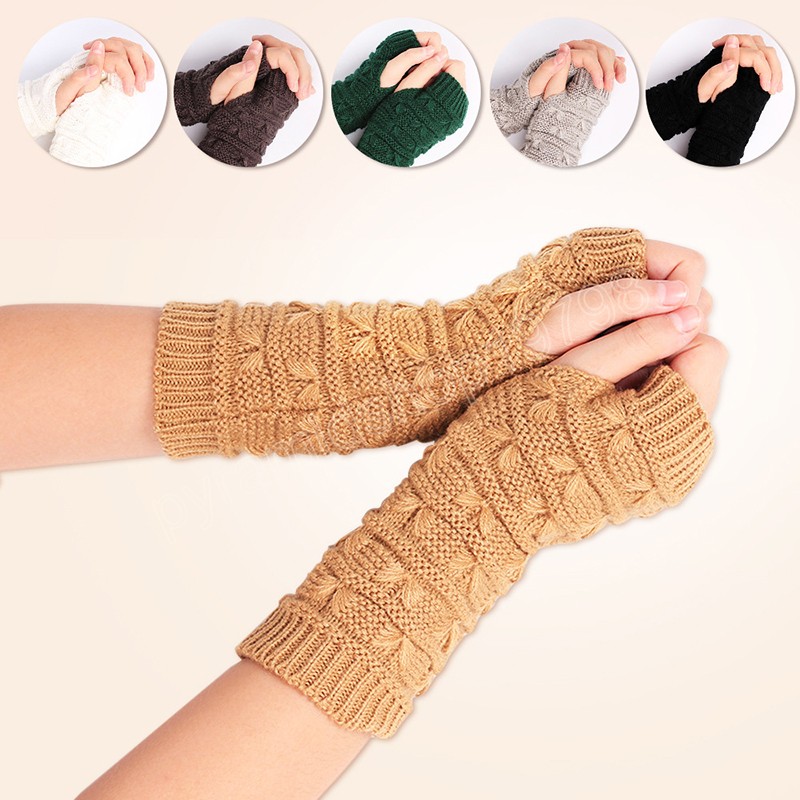 Fingerless Mittens Female Anime Gloves Women Knitted Gloves Arm Winter Warmers Japanese Goth Ankle Wrist Sleeves Harajuku Y2k