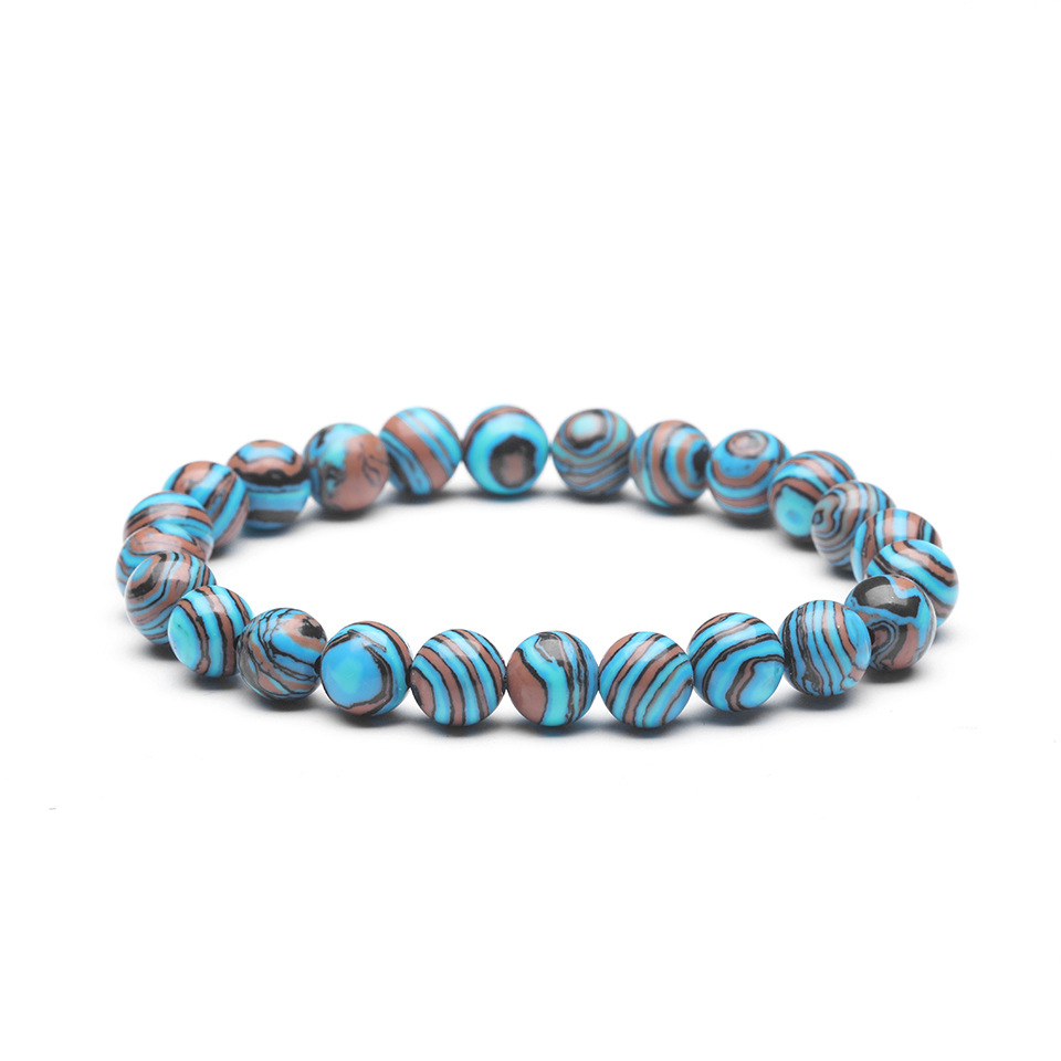 Bunte Charme Perlen Männer Armbänder 8mm Naturstein Malachit Armbänder Armreifen für Frauen Yoga Schmuck