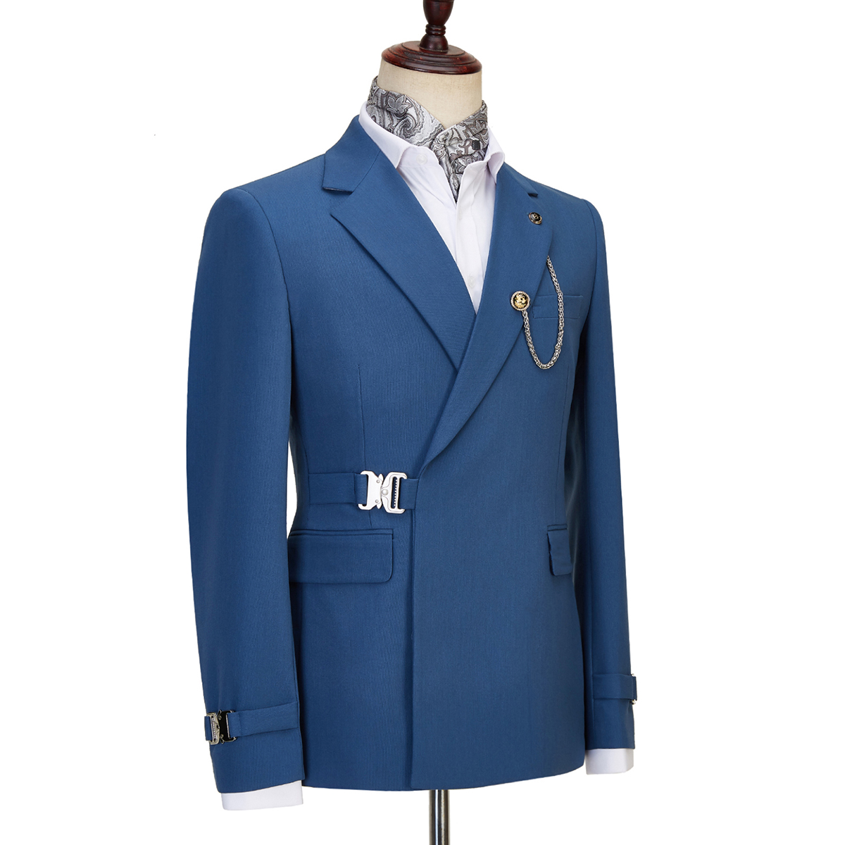 Trois pièces beaux smokings de mariage manteau mince col décoratif conception unique sur la taille poches extérieures costumes formels modernes coupe personnalisée revers cranté décontracté