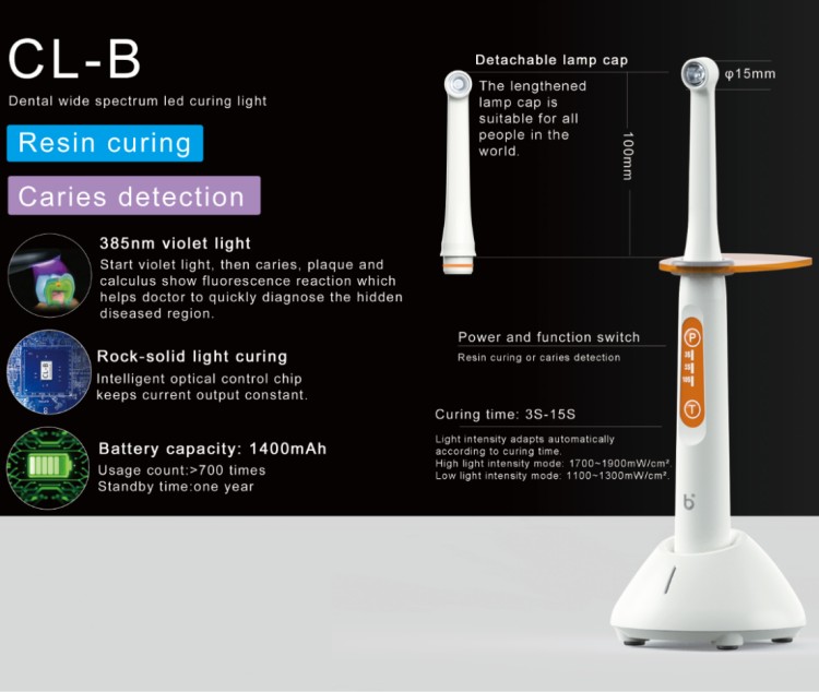 Dental Curing Light /lampa med trådlös 1second Cure 2400mw