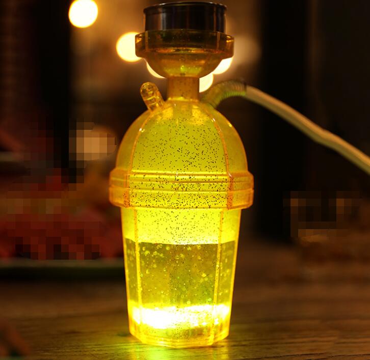 Latest Square Acrylic Bottle Pipes Hookah Led Cup Shisha Hose Light Hookahs Cups Sets Water Bongs Oil Rigs Smoking Tools Accessories