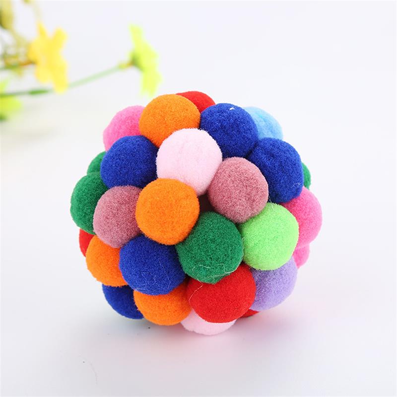 Pet Cat Toy Renkli Güzel El Yapımı Çan Bouncy Ball Cat Etkileşimli Oyuncaklar Eğlence ve Eğlence İçin Harika