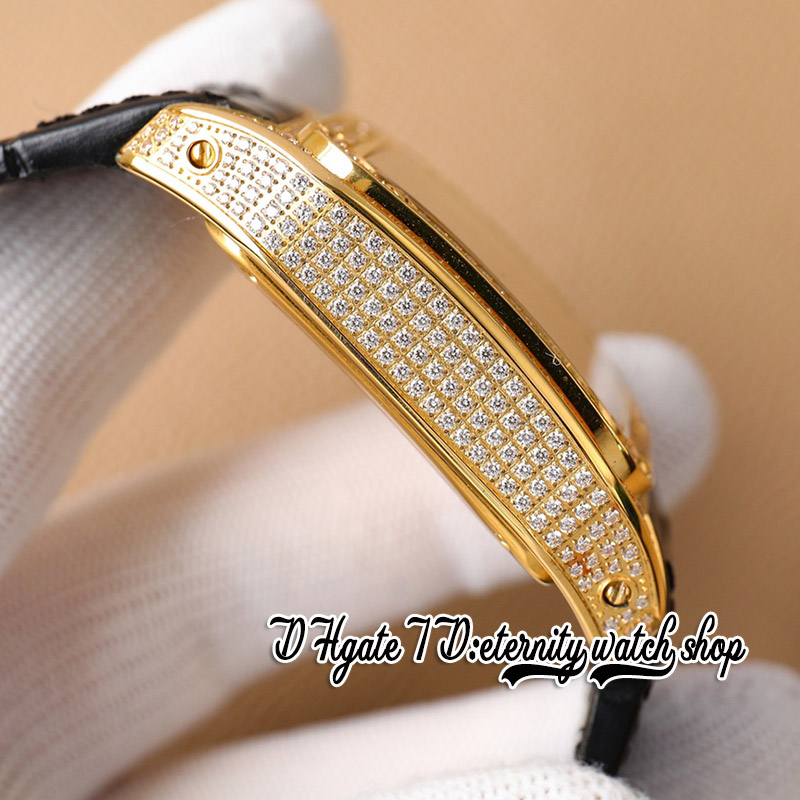 TWF zy0008 Miyota 9100 Cronografo Automatico Orologio da uomo in oro giallo con intarsio di diamanti Cassa con diamanti Quadrante con indici romani Cinturino in pelle Super Edition Orologi l'eternità