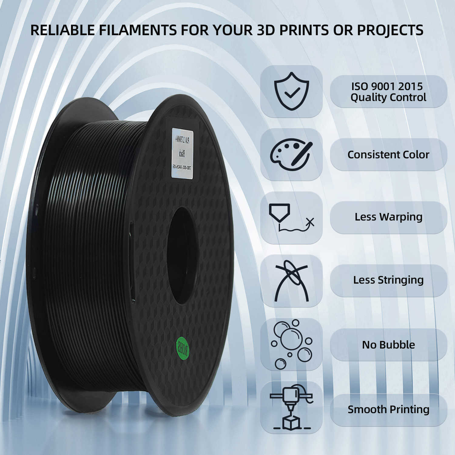 Filament PLA pour imprimante 3D, bobine de 175MM, 1KG, impression de haute qualité, FDM, plusieurs couleurs, 6900294