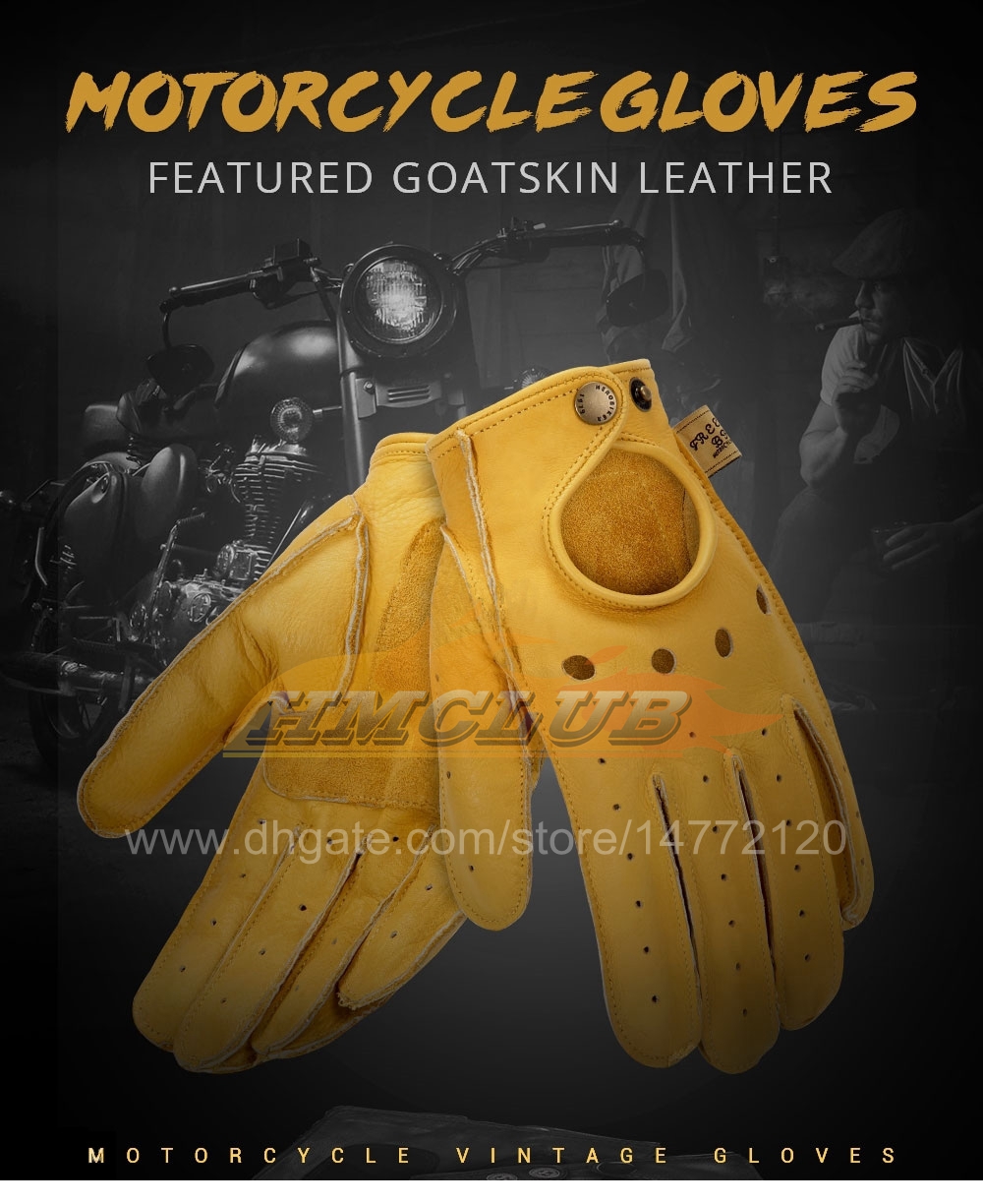 ST842 Moto Gants En Cuir Véritable Hommes Rétro Guantes Demi Doigt Doigt Complet Moto Gants Moto Biker Gants D'équitation