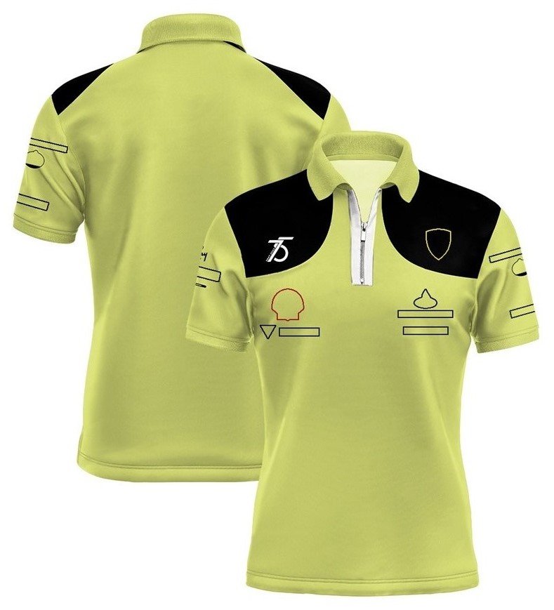 F1 yarış takım elbise yeni takım kısa kollu tişört erkekler yaz sarı yaka polo gömlek