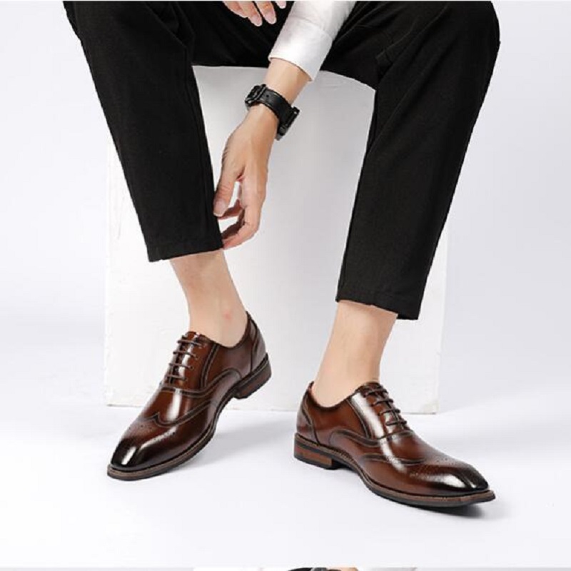 Frühling Herbst Echtes Leder Männer Kleid Schuhe Mode Lace-up Mann Casual Schuhe Smart Business Arbeit Büro Schuhe da011