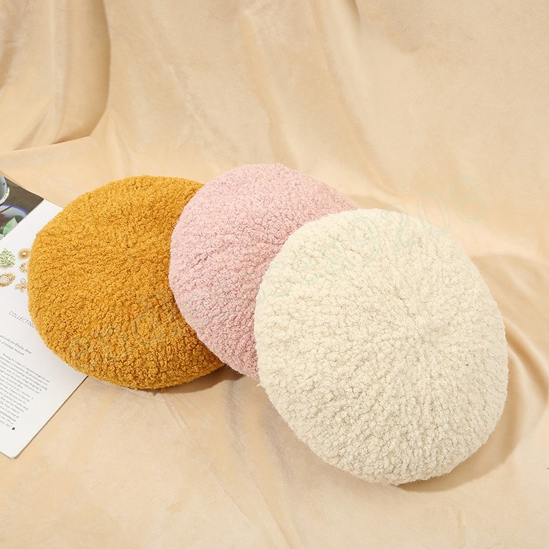 Solid Color Women Lamb Velvet Autumn Winter Warm Beret Cap Femme All-Match Pumpkin Painter Hat