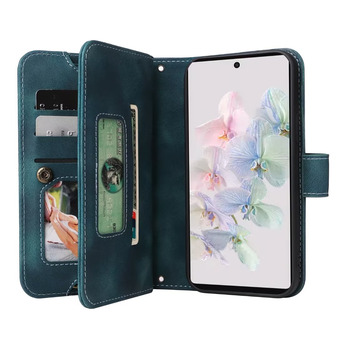 Lyxfodral för Google Pixel 8 7 6 6a Pro Wallet Multi Card Sxted Pu Leather TPU Telefonfodral