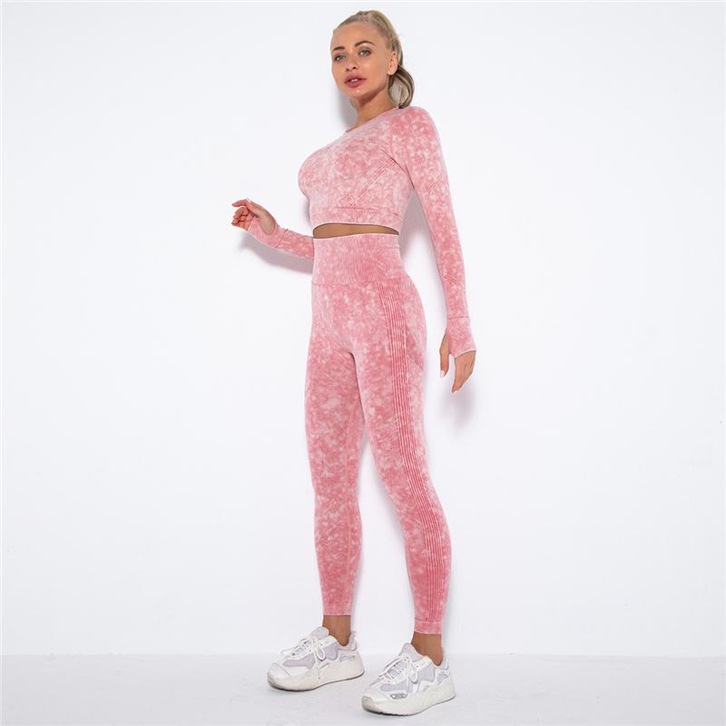 Roupas de yoga para mulheres roupas esportivas sem costura leggings manga longa colheita superior roupas de treino menina fitness wear feminino treino atlético ao ar livre ternos esportivos