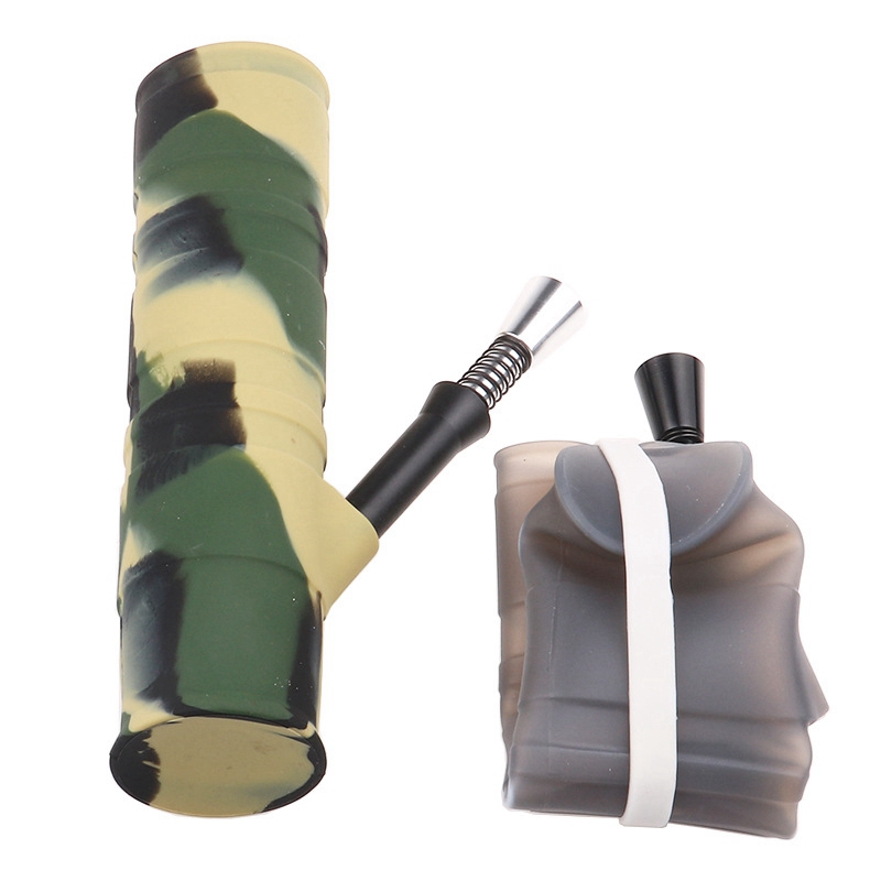 Último colorido de silicone portátil dobra tubos de pasta de água de água de água seca herb tank tigela manualmente fumando cigarro de cigarro shisha bong tubo