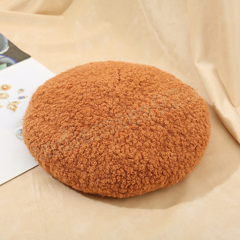 Solid Color Women Lamb Velvet Autumn Winter Warm Beret Cap Femme All-Match Pumpkin Painter Hat