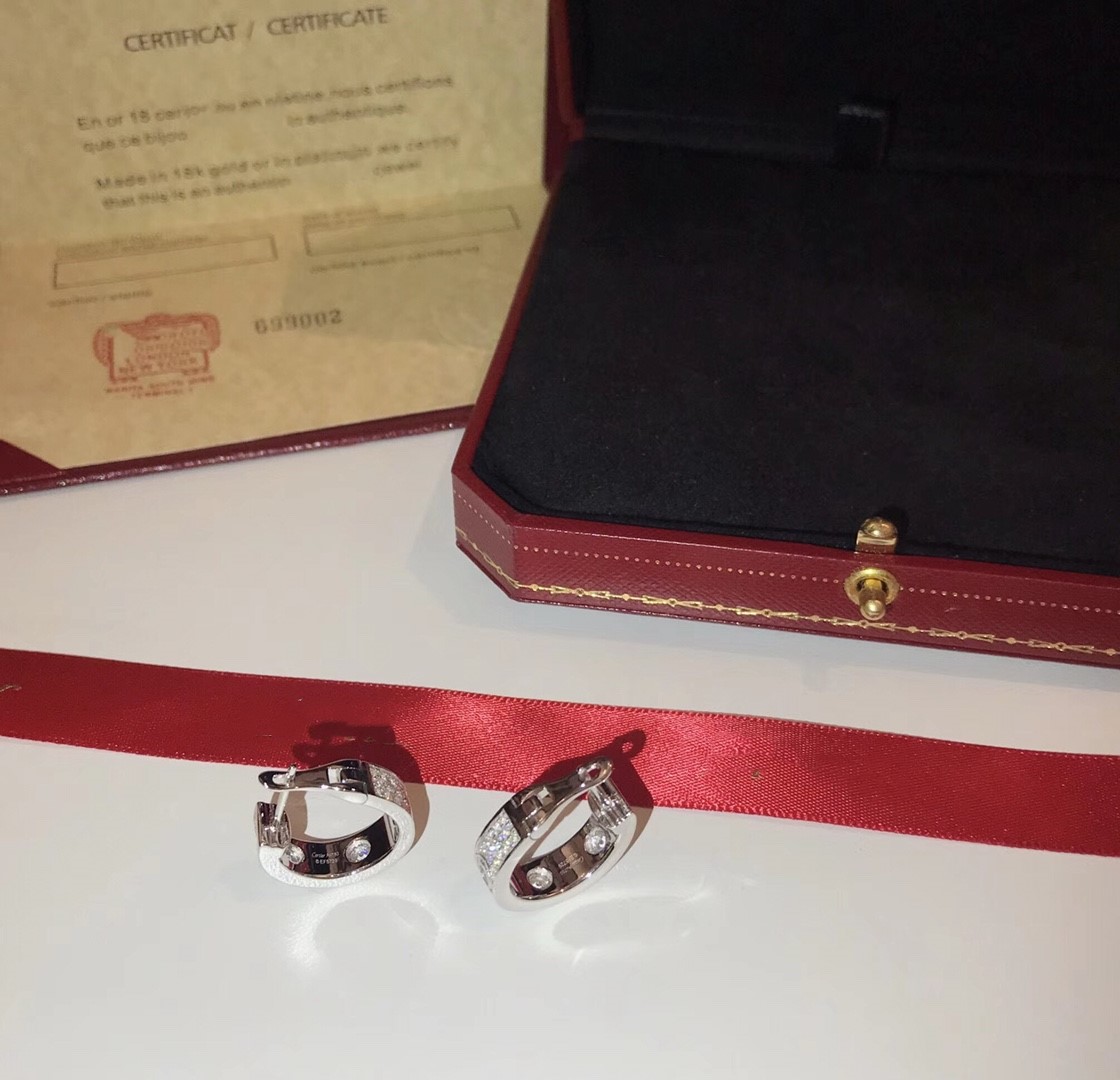 Luxus klassische Creolen Top Sterling Silber Liebe Runde Schraube voller Kristall Kreis Schleife Ohrringe für Frauen Schmuck mit Box Par229N
