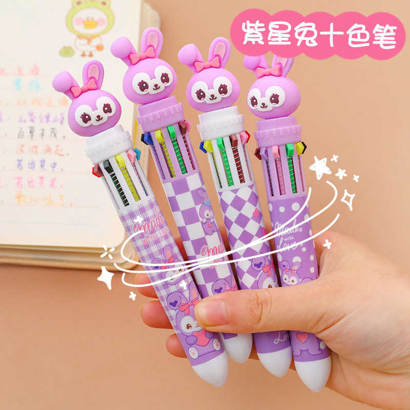 LATS Sweetheart Girl Cartoon Rabbit Creative Multi-funzione One Press Ballpoint Pen 0.5 School Office Supplies