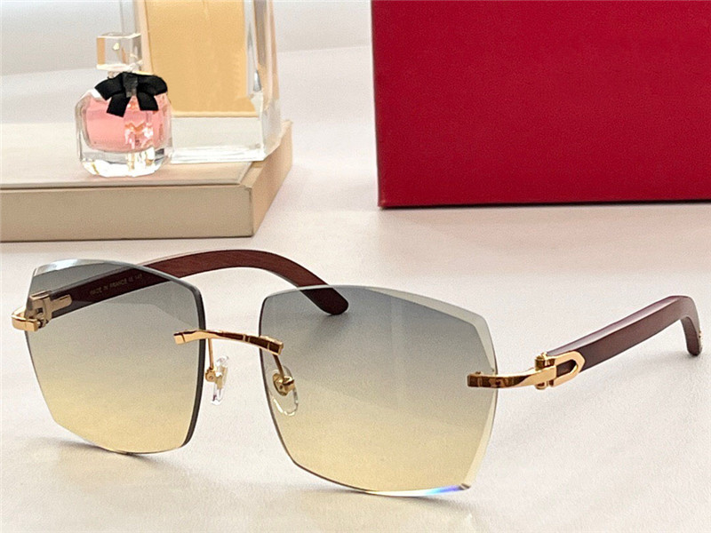Neue Modedesign-Sonnenbrille 0052 randloser Rahmen, unregelmäßige, quadratisch geschnittene Gläser, einfache und beliebte Outdoor-UV400-Schutzbrille