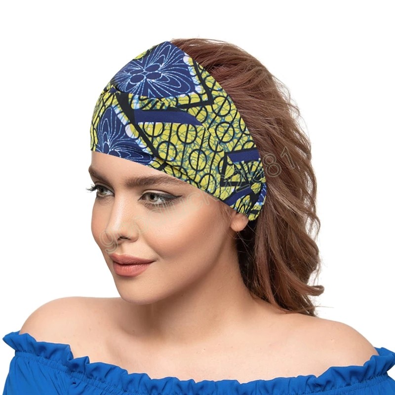 African Printed Pattern Satin Lining Headband Turban For Women Head Wrap Sports Bandanas Yoga Hair Bands Accessories