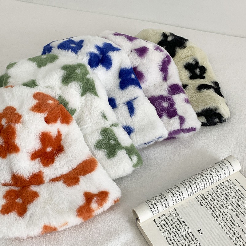 Fiore peluche soffice cappello da pescatore in pelliccia sintetica donne berretti da pescatore pescatore autunno inverno caldo protezione le orecchie berretto panama