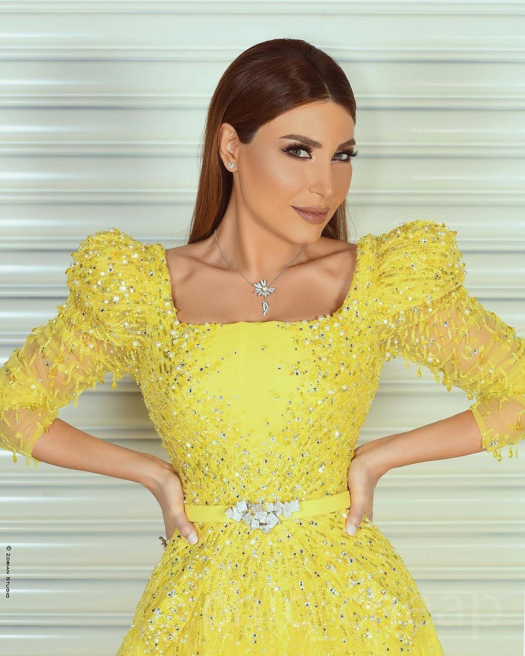 2023 Arabic Aso Ebi Yellow A-line Prom Dresses Pearls Beaded Crystals Evening Formal Party Second Reception Birthday Bridesmaid Engagement Gowns Dress ZJ006