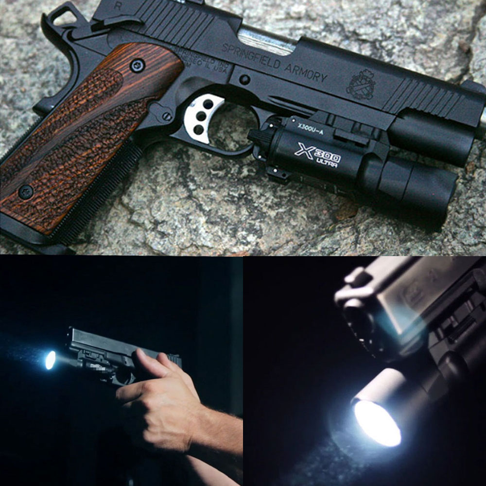 전술 X300 울트라 권총 총 라이트 X300U 무기 라이트 Lanterna 토치 라이플 Airsoft 손전등 글록 1911 LED 화이트 라이트