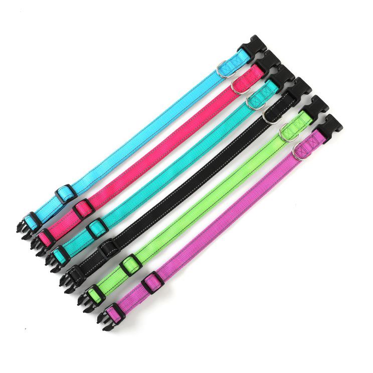 Reflective Fashion Dog Collars Colorful Fadeproof belt for Large Dogs with Soft Neoprene Padded Breathable Nylon Puppy Collar Adjustable SN4271