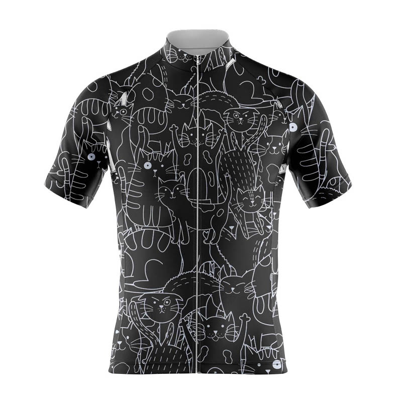 Maglia da ciclismo estiva da uomo Mountain Bike Spandex Uniformi Team MTB Abbigliamento da bicicletta Maniche da indossare Maglia da ciclismo Black Cat Shirt