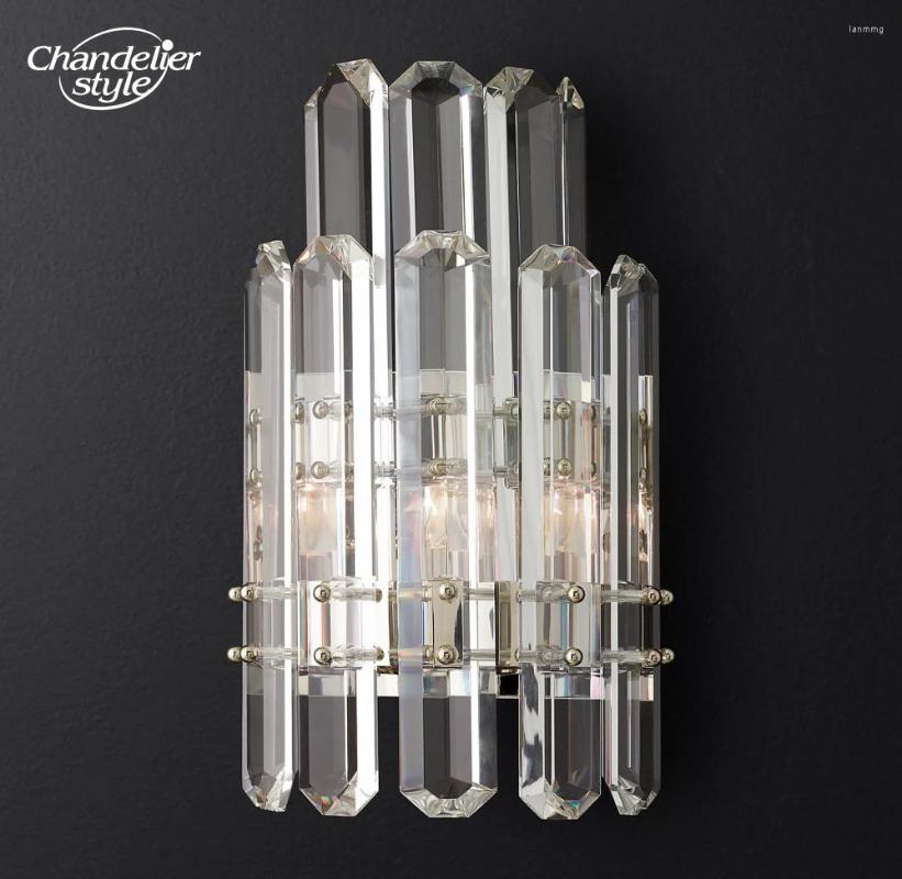 Lámpara de pared Bonnington Aplique de dos niveles Moderno Vintage LED Cristal transparente Latón Cromo Lámparas negras Sala de estar Dormitorio Baño Luz 2769